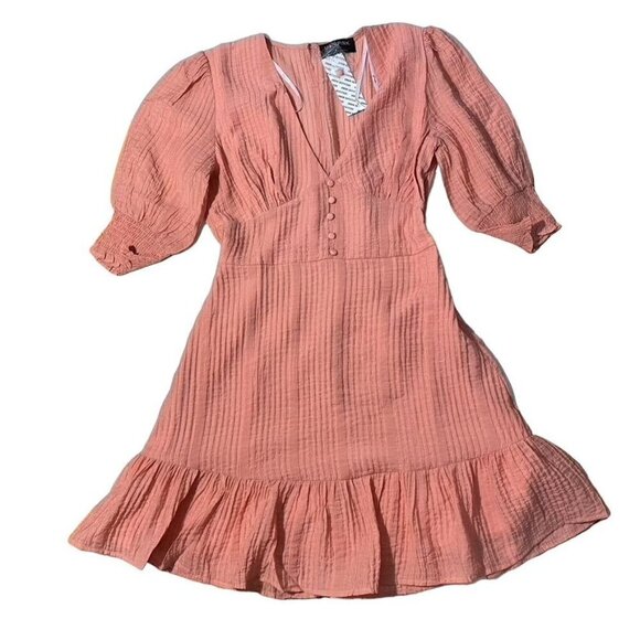 MINKPINK Vera Mini Dress Rose Szs Med/Large Ruffle Hem Spring Easter Wedding - Picture 9 of 12